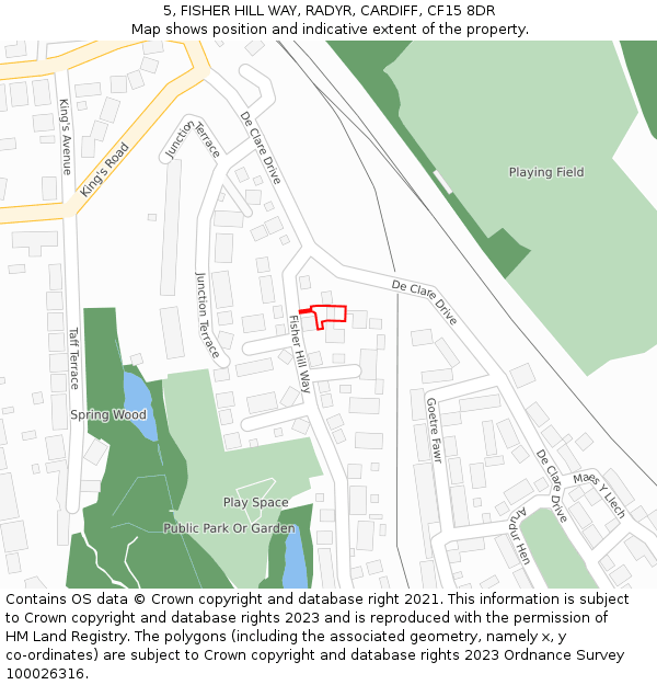 5, FISHER HILL WAY, RADYR, CARDIFF, CF15 8DR: Location map and indicative extent of plot