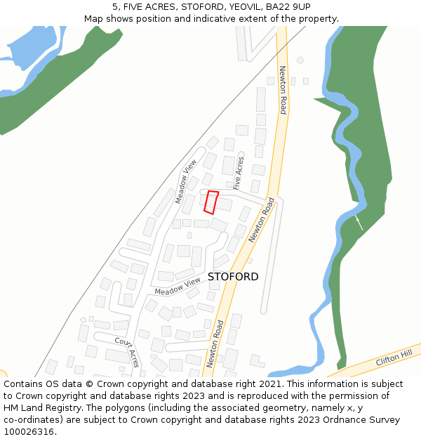 5, FIVE ACRES, STOFORD, YEOVIL, BA22 9UP: Location map and indicative extent of plot