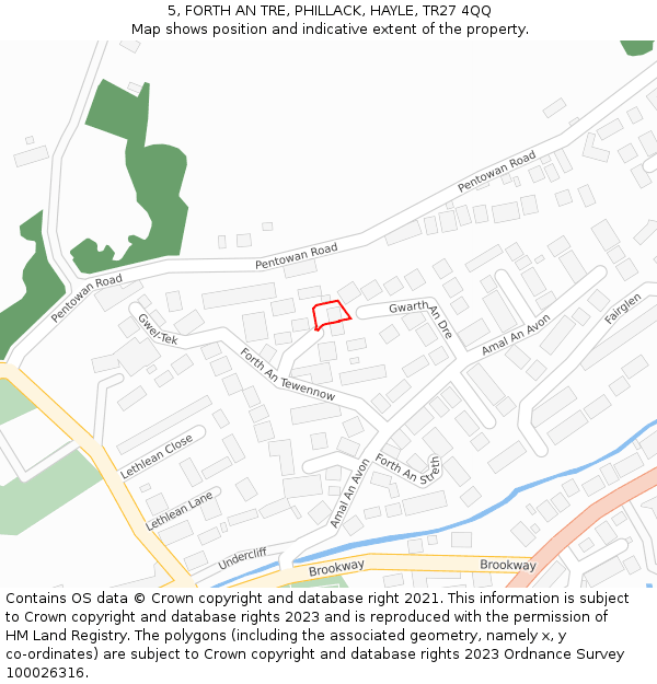 5, FORTH AN TRE, PHILLACK, HAYLE, TR27 4QQ: Location map and indicative extent of plot