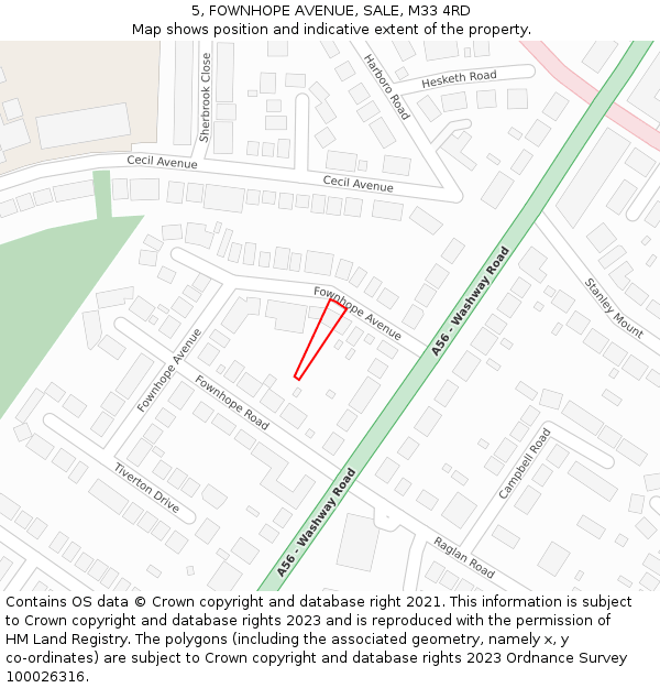 5, FOWNHOPE AVENUE, SALE, M33 4RD: Location map and indicative extent of plot