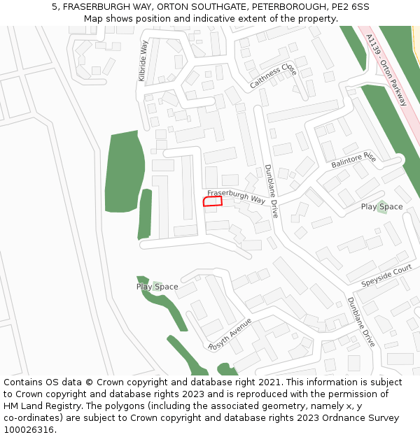 5, FRASERBURGH WAY, ORTON SOUTHGATE, PETERBOROUGH, PE2 6SS: Location map and indicative extent of plot