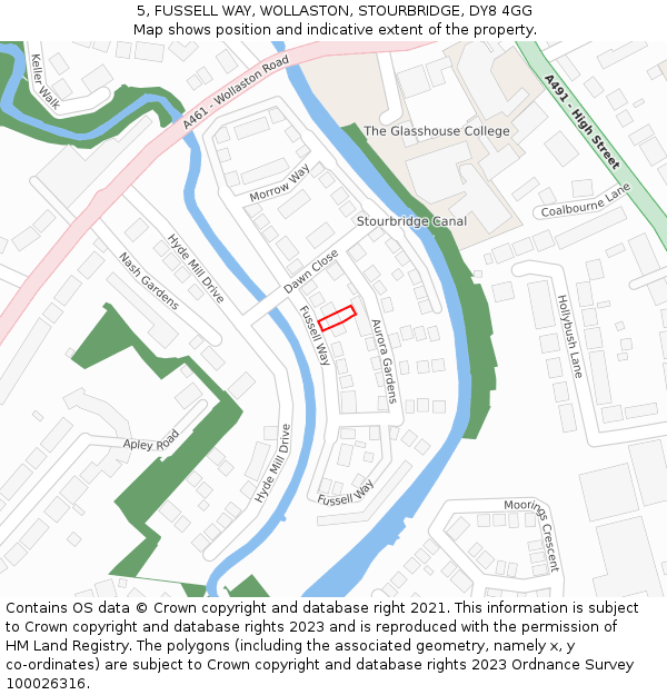 5, FUSSELL WAY, WOLLASTON, STOURBRIDGE, DY8 4GG: Location map and indicative extent of plot