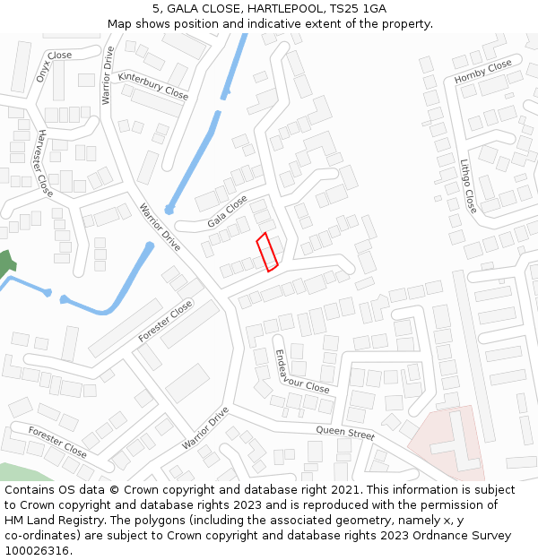 5, GALA CLOSE, HARTLEPOOL, TS25 1GA: Location map and indicative extent of plot