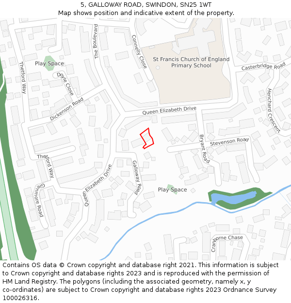 5, GALLOWAY ROAD, SWINDON, SN25 1WT: Location map and indicative extent of plot