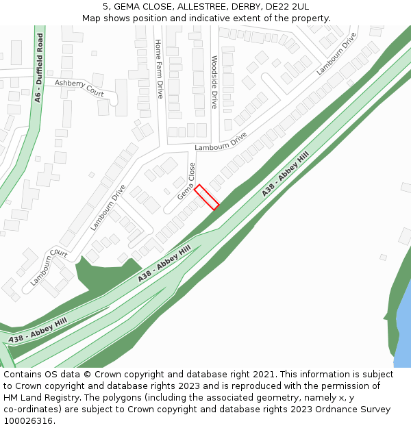 5, GEMA CLOSE, ALLESTREE, DERBY, DE22 2UL: Location map and indicative extent of plot
