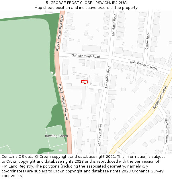 5, GEORGE FROST CLOSE, IPSWICH, IP4 2UG: Location map and indicative extent of plot