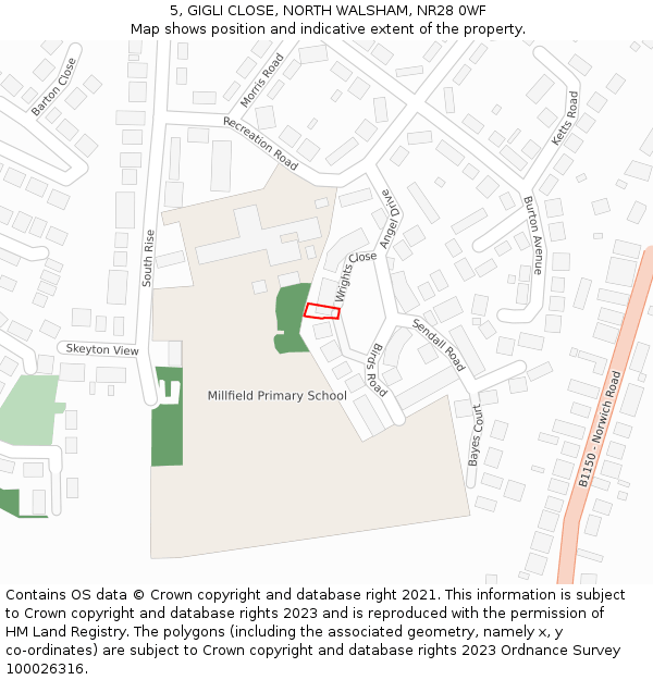 5, GIGLI CLOSE, NORTH WALSHAM, NR28 0WF: Location map and indicative extent of plot