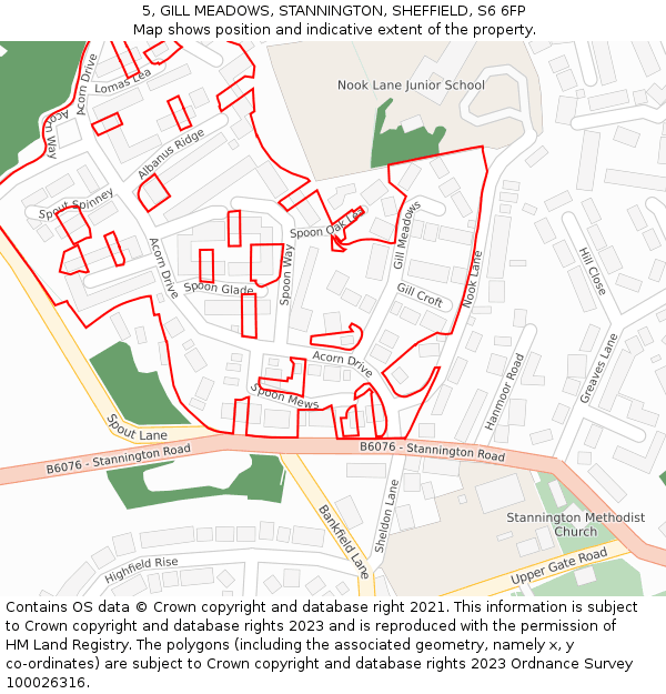 5, GILL MEADOWS, STANNINGTON, SHEFFIELD, S6 6FP: Location map and indicative extent of plot