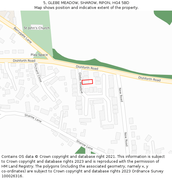 5, GLEBE MEADOW, SHAROW, RIPON, HG4 5BD: Location map and indicative extent of plot