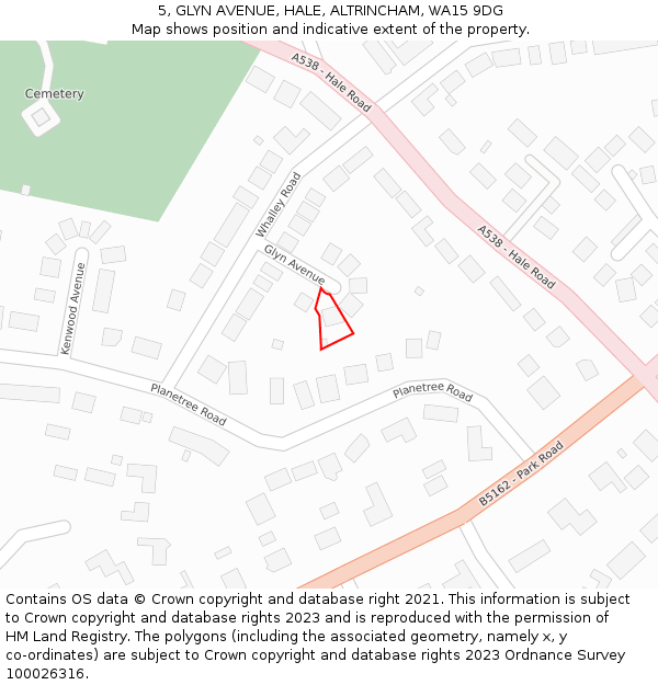 5, GLYN AVENUE, HALE, ALTRINCHAM, WA15 9DG: Location map and indicative extent of plot