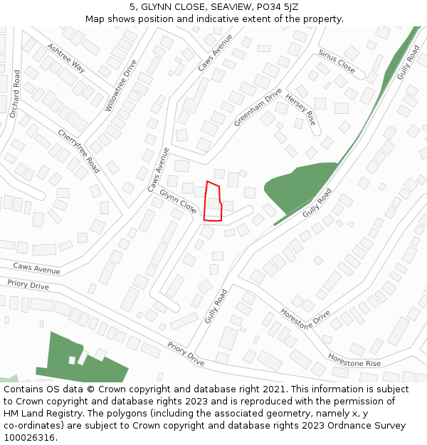 5, GLYNN CLOSE, SEAVIEW, PO34 5JZ: Location map and indicative extent of plot