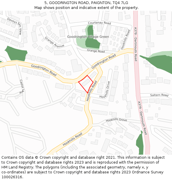 5, GOODRINGTON ROAD, PAIGNTON, TQ4 7LG: Location map and indicative extent of plot