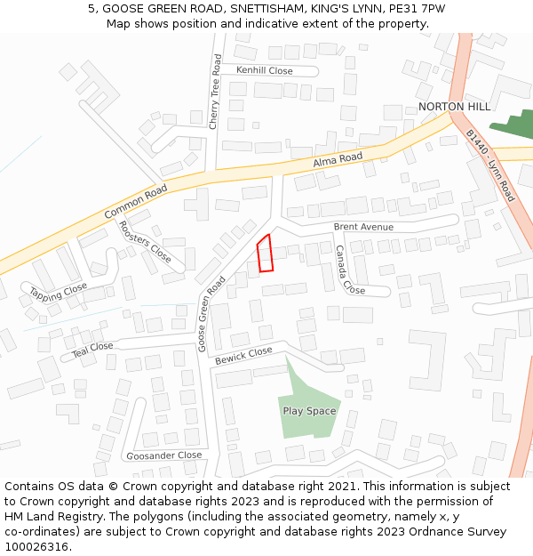 5, GOOSE GREEN ROAD, SNETTISHAM, KING'S LYNN, PE31 7PW: Location map and indicative extent of plot