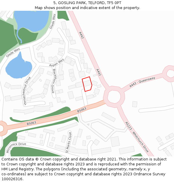 5, GOSLING PARK, TELFORD, TF5 0PT: Location map and indicative extent of plot