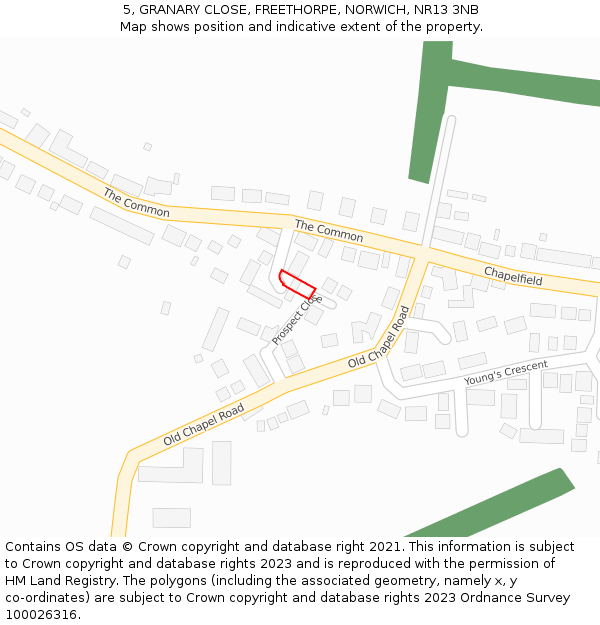 5, GRANARY CLOSE, FREETHORPE, NORWICH, NR13 3NB: Location map and indicative extent of plot