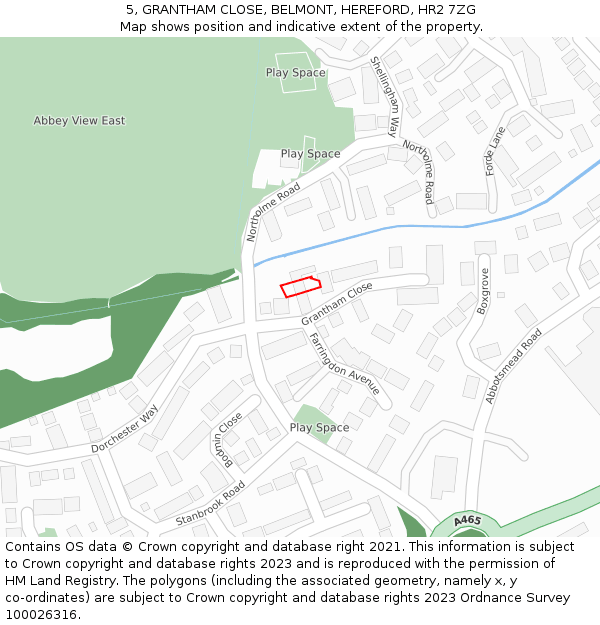 5, GRANTHAM CLOSE, BELMONT, HEREFORD, HR2 7ZG: Location map and indicative extent of plot