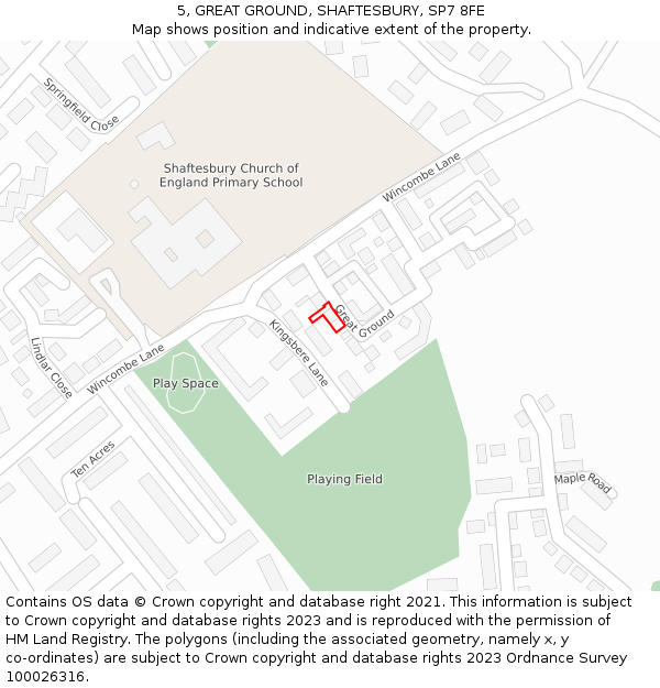 5, GREAT GROUND, SHAFTESBURY, SP7 8FE: Location map and indicative extent of plot