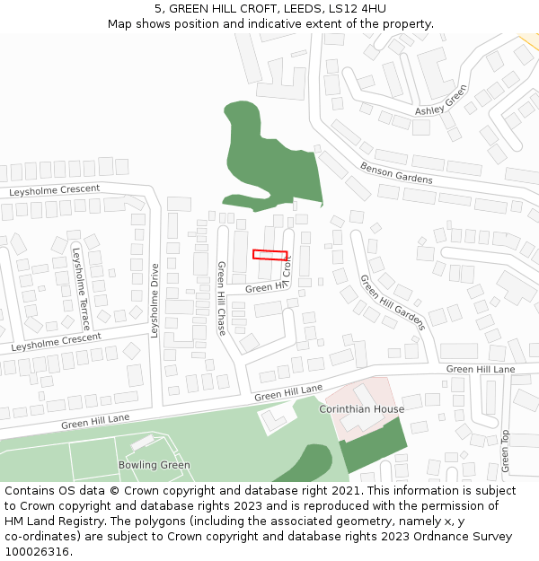 5, GREEN HILL CROFT, LEEDS, LS12 4HU: Location map and indicative extent of plot