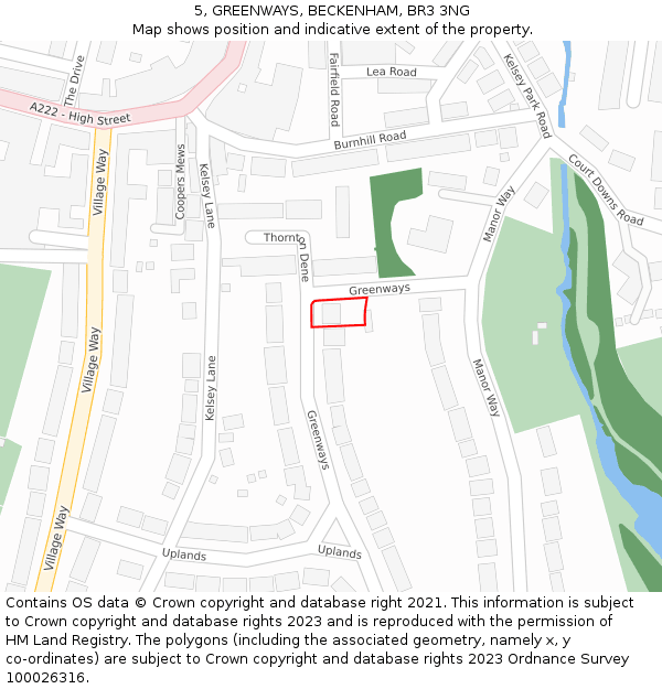 5, GREENWAYS, BECKENHAM, BR3 3NG: Location map and indicative extent of plot