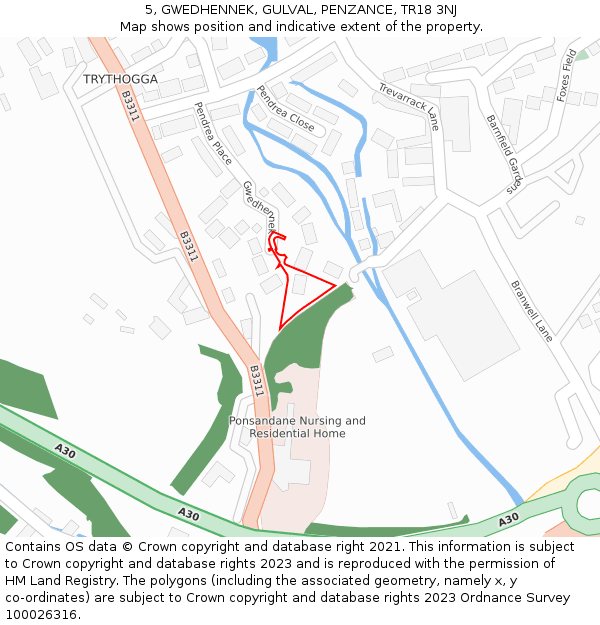 5, GWEDHENNEK, GULVAL, PENZANCE, TR18 3NJ: Location map and indicative extent of plot