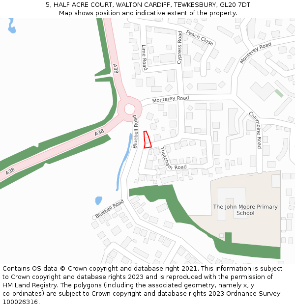 5, HALF ACRE COURT, WALTON CARDIFF, TEWKESBURY, GL20 7DT: Location map and indicative extent of plot