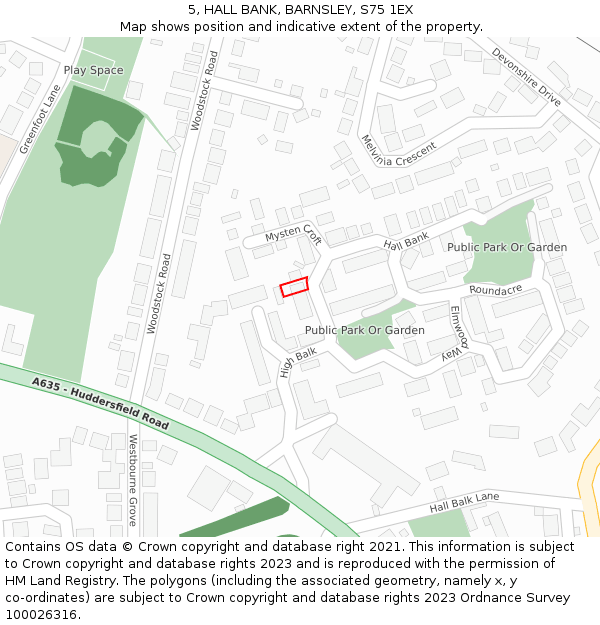 5, HALL BANK, BARNSLEY, S75 1EX: Location map and indicative extent of plot