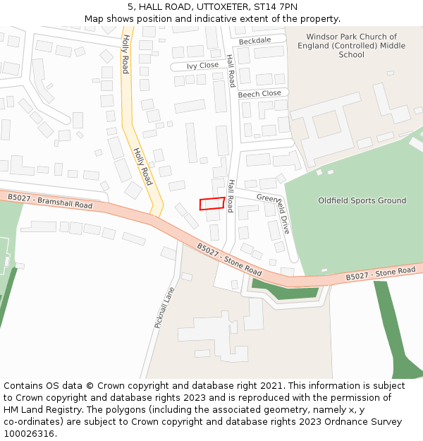 5, HALL ROAD, UTTOXETER, ST14 7PN: Location map and indicative extent of plot