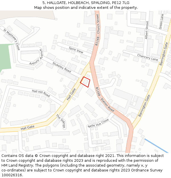 5, HALLGATE, HOLBEACH, SPALDING, PE12 7LG: Location map and indicative extent of plot