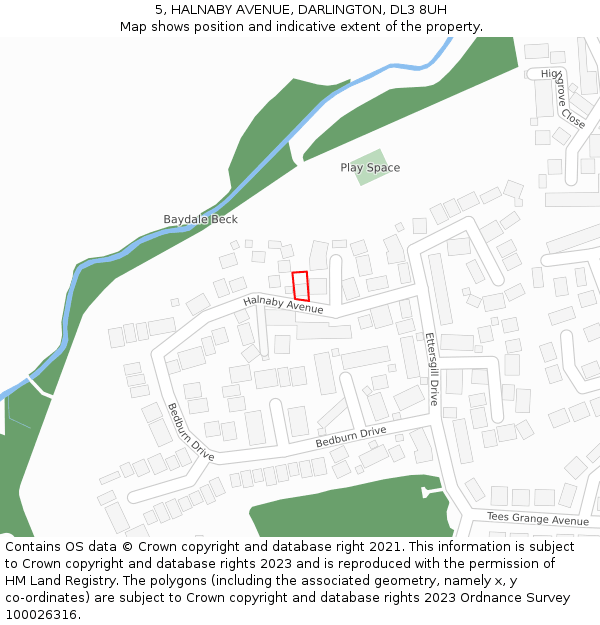 5, HALNABY AVENUE, DARLINGTON, DL3 8UH: Location map and indicative extent of plot