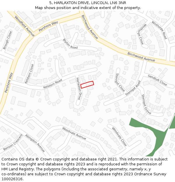 5, HARLAXTON DRIVE, LINCOLN, LN6 3NR: Location map and indicative extent of plot