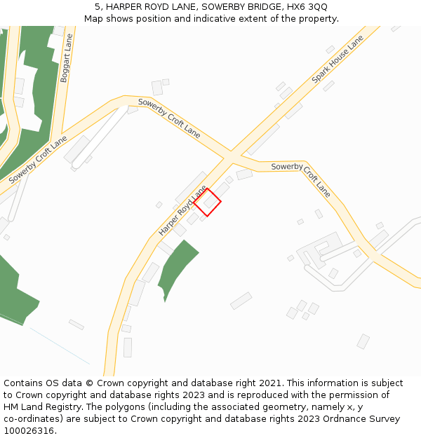 5, HARPER ROYD LANE, SOWERBY BRIDGE, HX6 3QQ: Location map and indicative extent of plot
