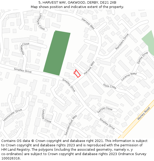 5, HARVEST WAY, OAKWOOD, DERBY, DE21 2XB: Location map and indicative extent of plot