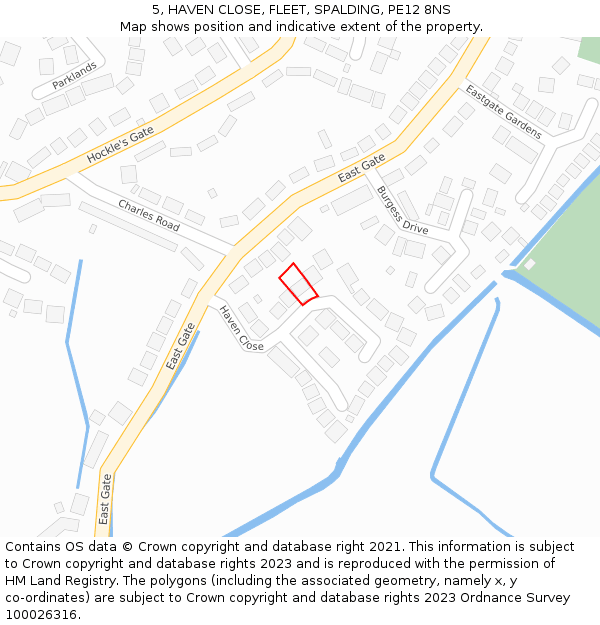 5, HAVEN CLOSE, FLEET, SPALDING, PE12 8NS: Location map and indicative extent of plot