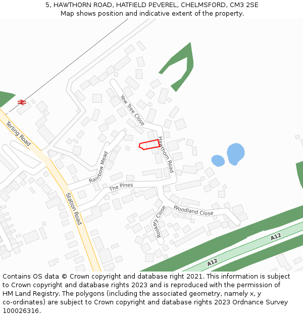 5, HAWTHORN ROAD, HATFIELD PEVEREL, CHELMSFORD, CM3 2SE: Location map and indicative extent of plot