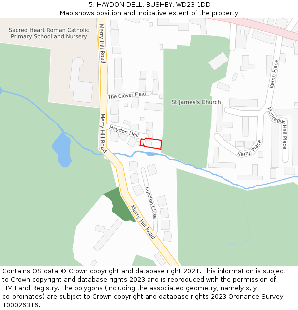5, HAYDON DELL, BUSHEY, WD23 1DD: Location map and indicative extent of plot