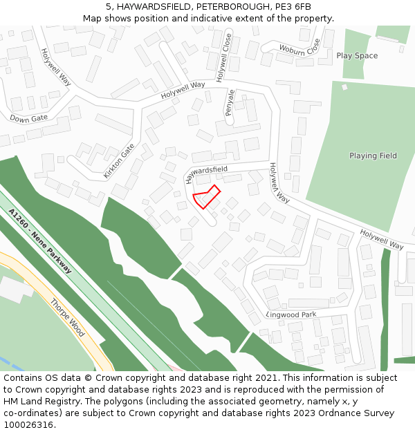 5, HAYWARDSFIELD, PETERBOROUGH, PE3 6FB: Location map and indicative extent of plot