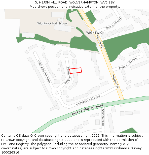 5, HEATH HILL ROAD, WOLVERHAMPTON, WV6 8BY: Location map and indicative extent of plot