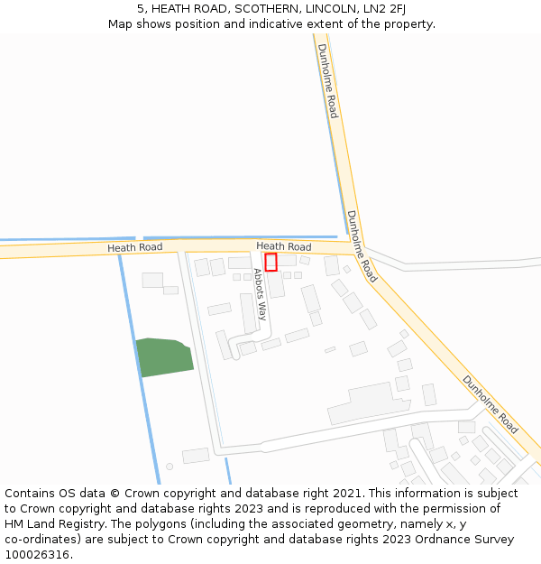 5, HEATH ROAD, SCOTHERN, LINCOLN, LN2 2FJ: Location map and indicative extent of plot