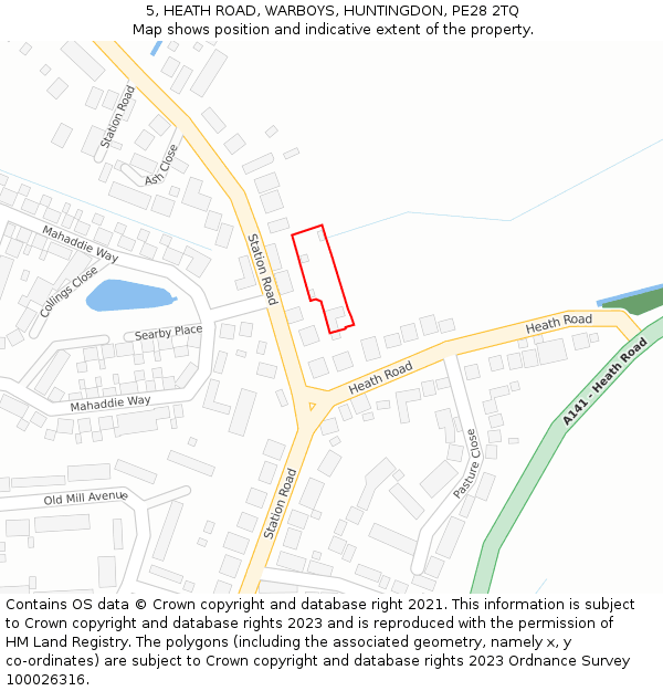 5, HEATH ROAD, WARBOYS, HUNTINGDON, PE28 2TQ: Location map and indicative extent of plot