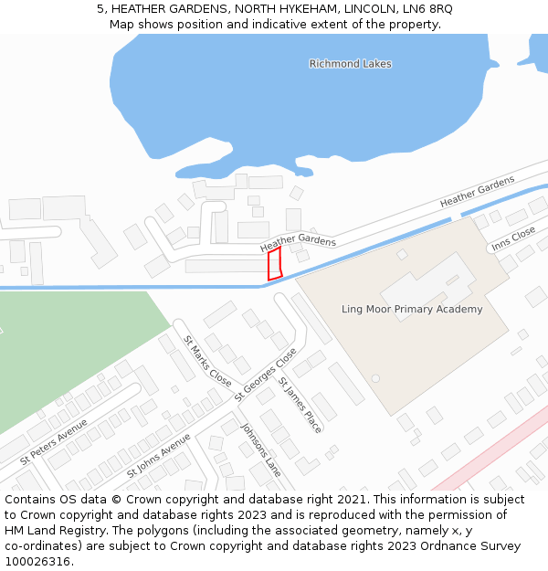 5, HEATHER GARDENS, NORTH HYKEHAM, LINCOLN, LN6 8RQ: Location map and indicative extent of plot