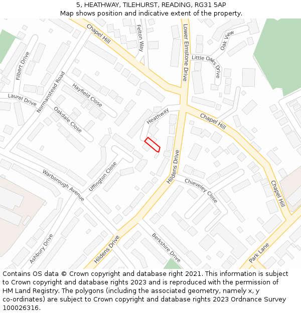 5, HEATHWAY, TILEHURST, READING, RG31 5AP: Location map and indicative extent of plot