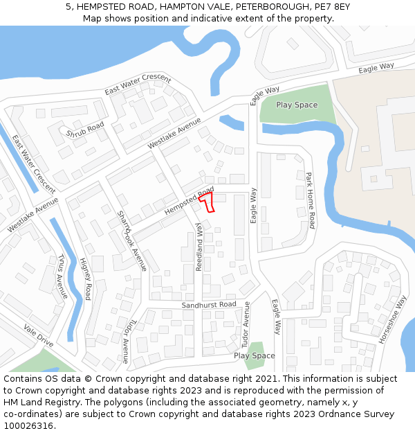 5, HEMPSTED ROAD, HAMPTON VALE, PETERBOROUGH, PE7 8EY: Location map and indicative extent of plot