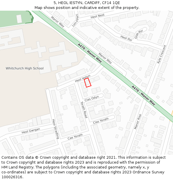 5, HEOL IESTYN, CARDIFF, CF14 1QE: Location map and indicative extent of plot