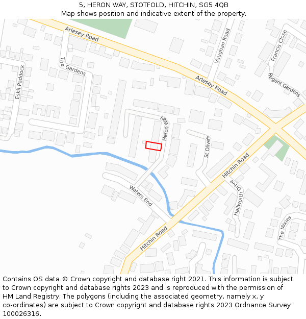 5, HERON WAY, STOTFOLD, HITCHIN, SG5 4QB: Location map and indicative extent of plot