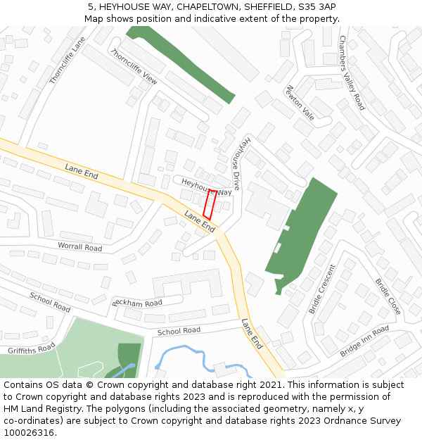 5, HEYHOUSE WAY, CHAPELTOWN, SHEFFIELD, S35 3AP: Location map and indicative extent of plot
