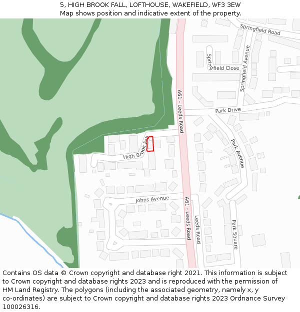 5, HIGH BROOK FALL, LOFTHOUSE, WAKEFIELD, WF3 3EW: Location map and indicative extent of plot