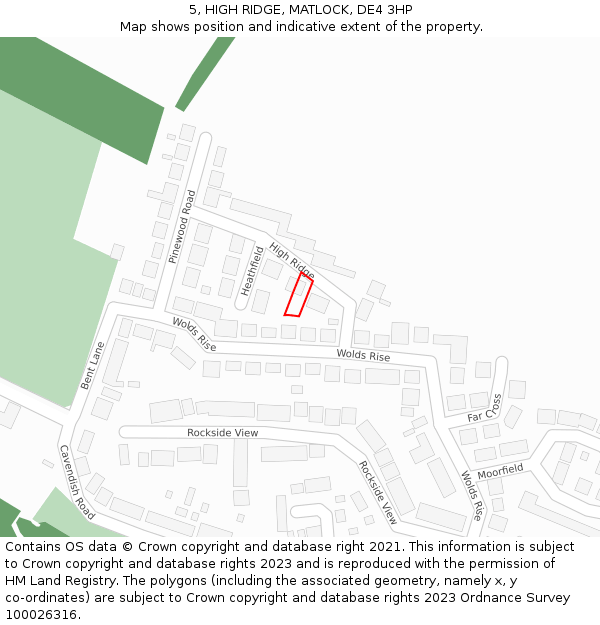 5, HIGH RIDGE, MATLOCK, DE4 3HP: Location map and indicative extent of plot