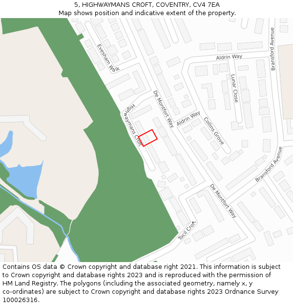 5, HIGHWAYMANS CROFT, COVENTRY, CV4 7EA: Location map and indicative extent of plot