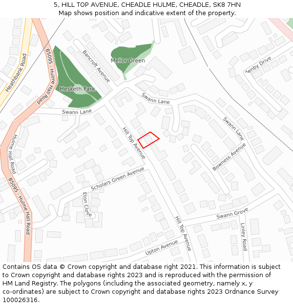 5, HILL TOP AVENUE, CHEADLE HULME, CHEADLE, SK8 7HN: Location map and indicative extent of plot