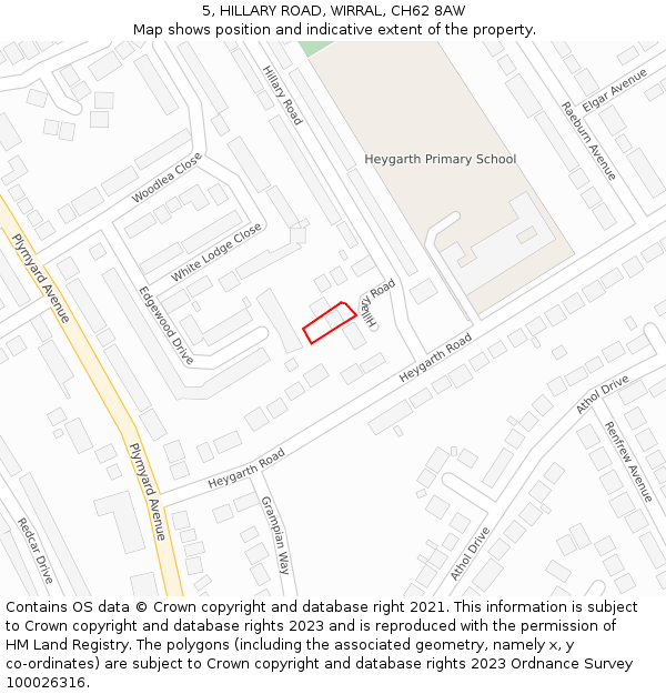 5, HILLARY ROAD, WIRRAL, CH62 8AW: Location map and indicative extent of plot